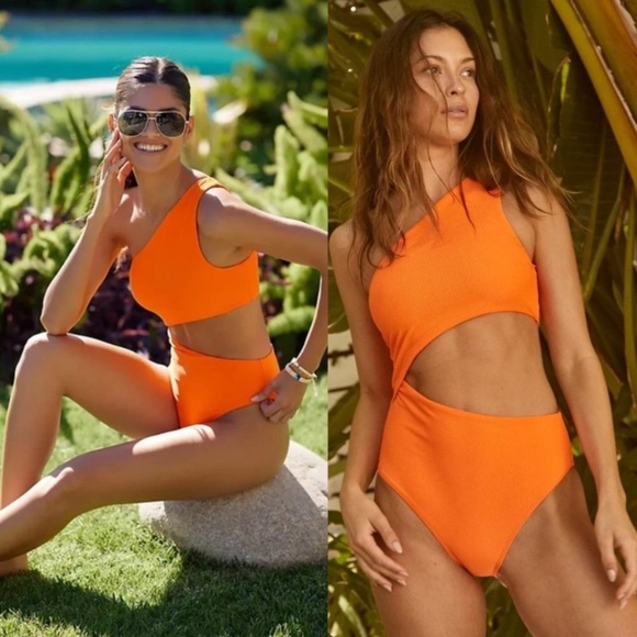 Beach Riot Other - Beach riot orange Celine ribbed piece swimsuit new without tags medium